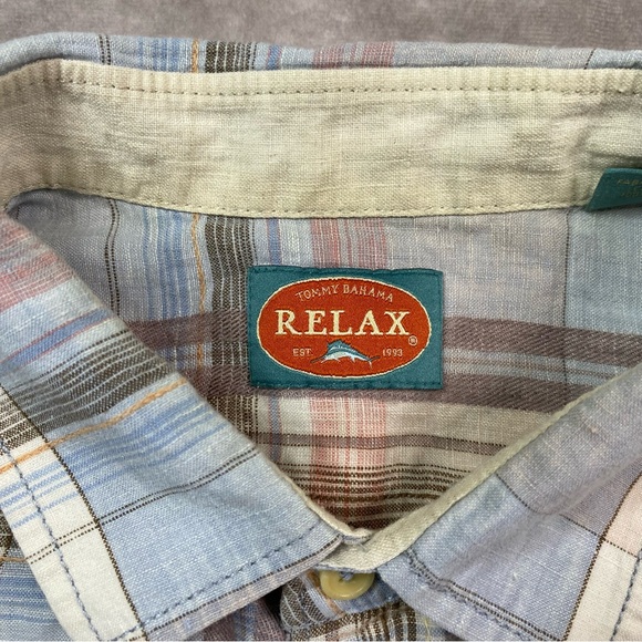 Tommy Bahama Shirt Men's XL Plaid Linen Button Lightweight Summer Casual Beach - Picture 9 of 14